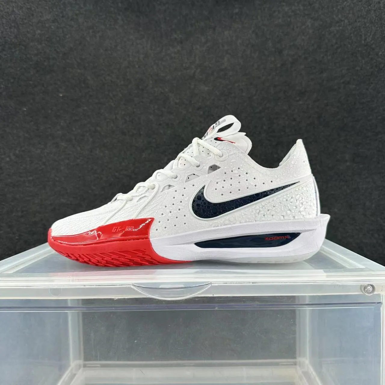 Nike Cosmic Unity White Navy Red Perforated Knit Basketball Shoes 2