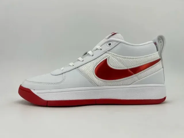 Nike Court Legacy White Red Layered Textile and Leather Lifestyle Sneakers 2