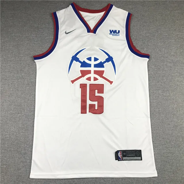 Nike Denver Nuggets Nikola Jokić #15 City Edition Blanc Rouge Sans Manches Maille Jersey 3
