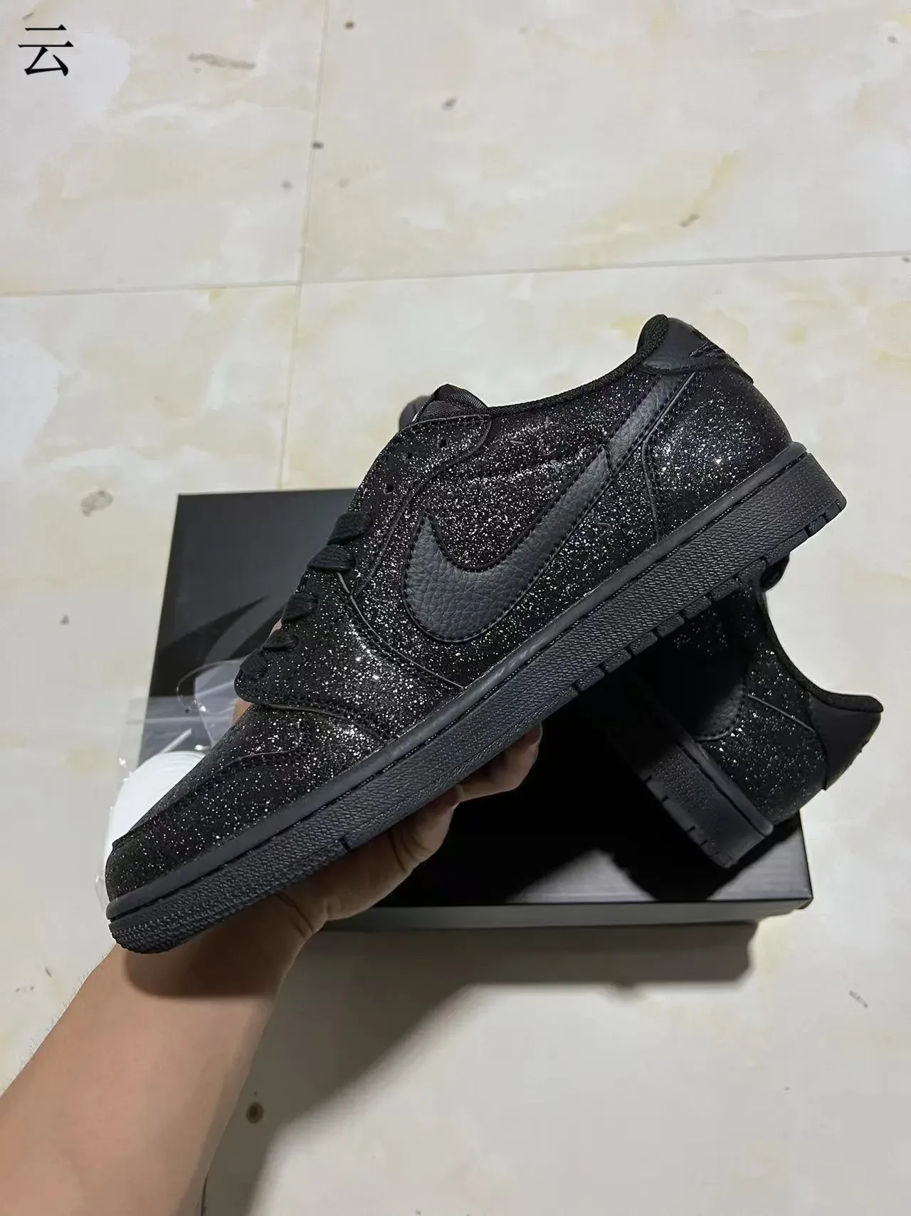 Nike Dunk Low Black Glitter Lifestyle Sneakers 5