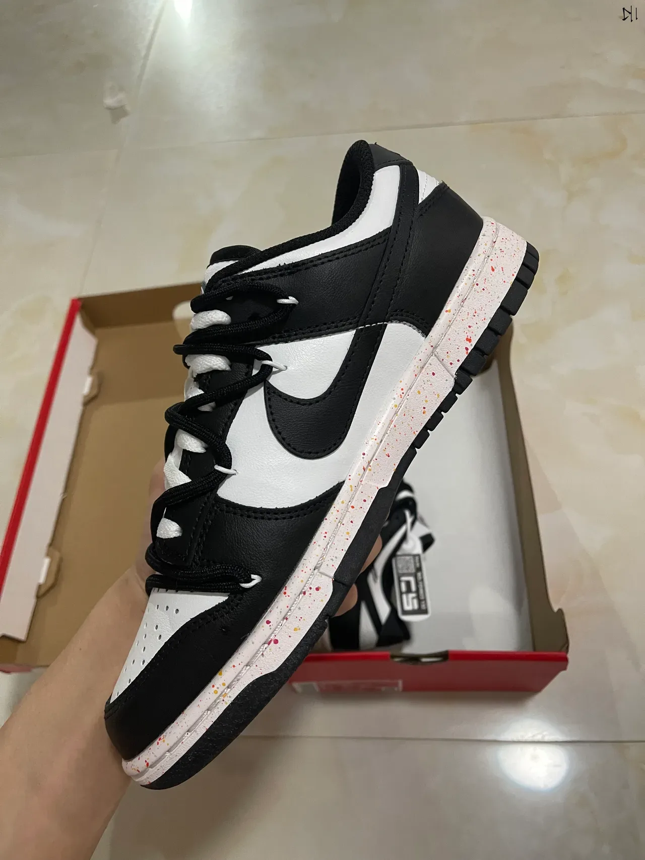 Nike Dunk Low Black White Speckled Lifestyle Sneakers 5