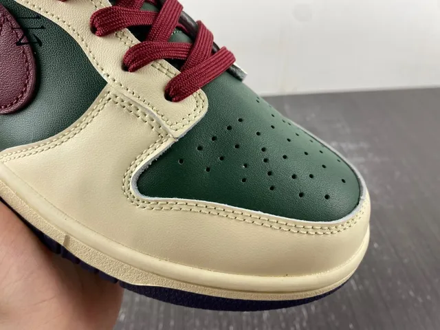 Nike Dunk Low Cream Green Maroon Navy Lifestyle Sneakers 5