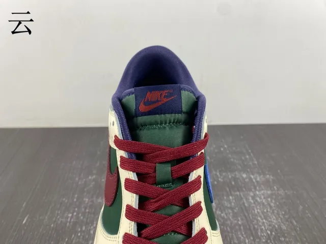 Nike Dunk Low Cream Green Maroon Navy Lifestyle Sneakers 7