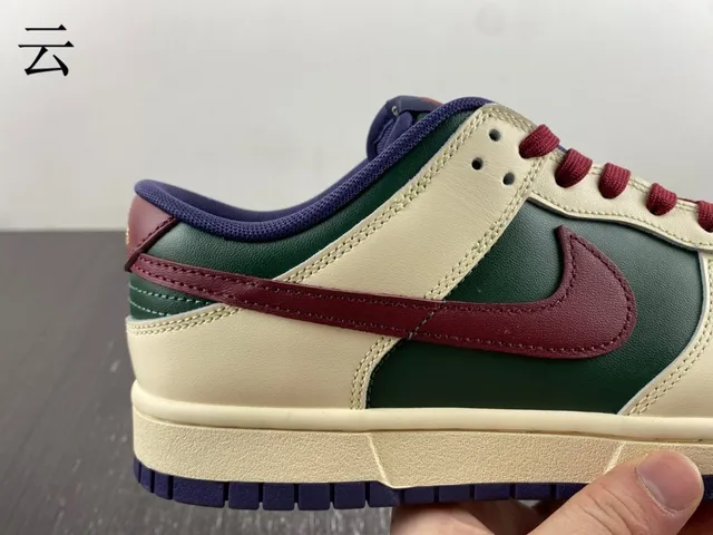 Nike Dunk Low Cream Green Maroon Navy Lifestyle Sneakers 9