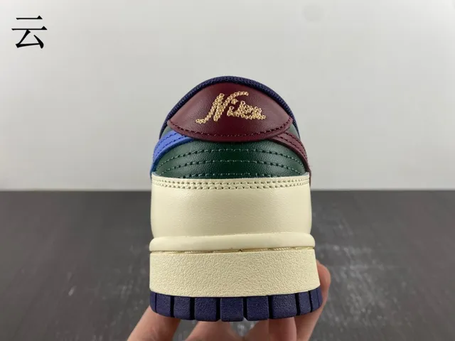 Nike Dunk Low Cream Green Maroon Navy Lifestyle Sneakers 15