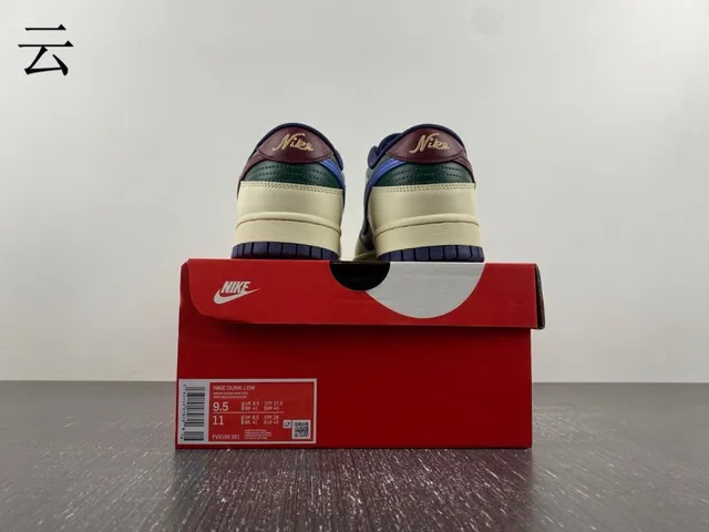 Nike Dunk Low Cream Green Maroon Navy Lifestyle Sneakers 17