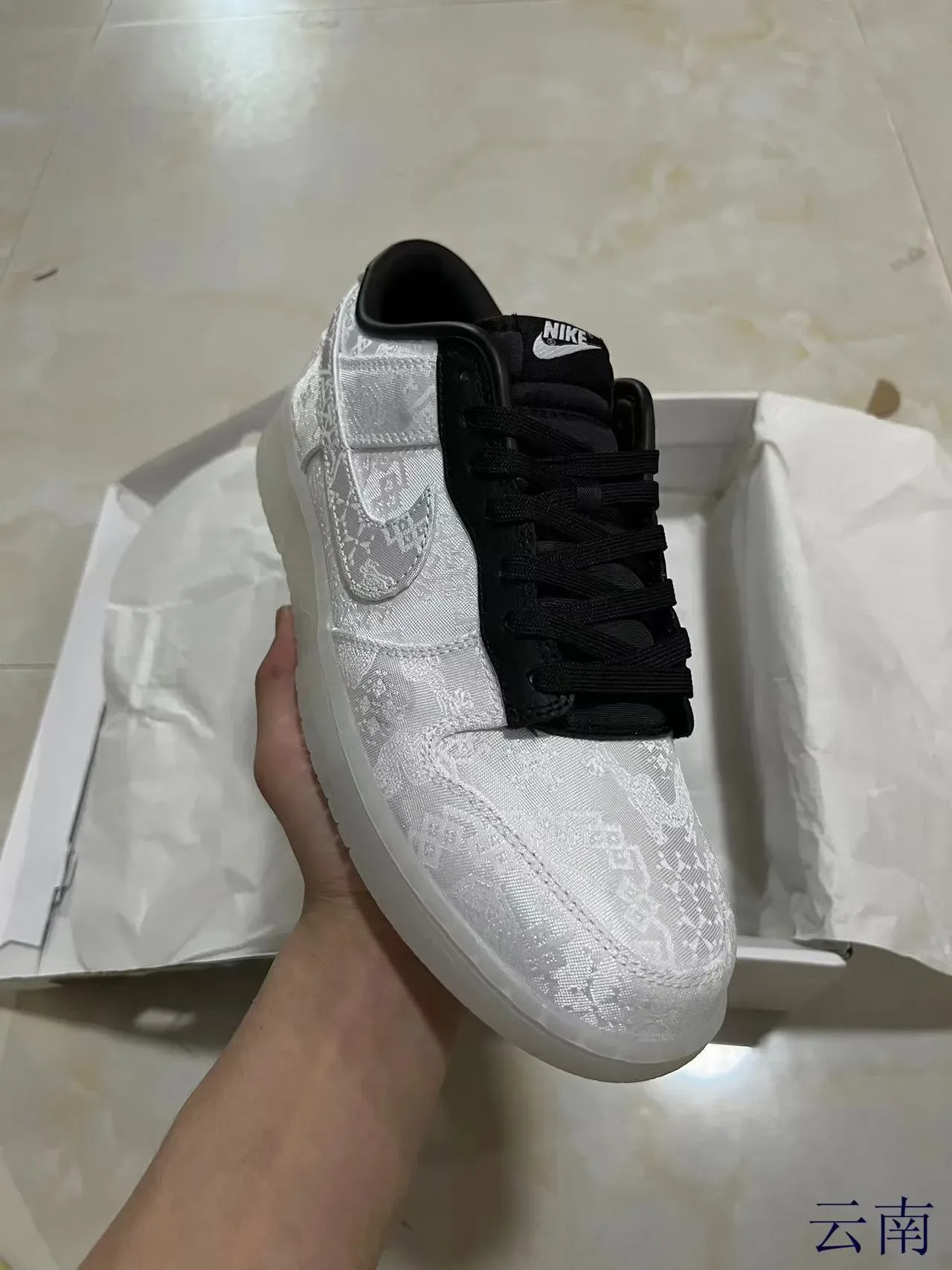 Nike Dunk Low Jacquard White Black Lifestyle Sneakers 2