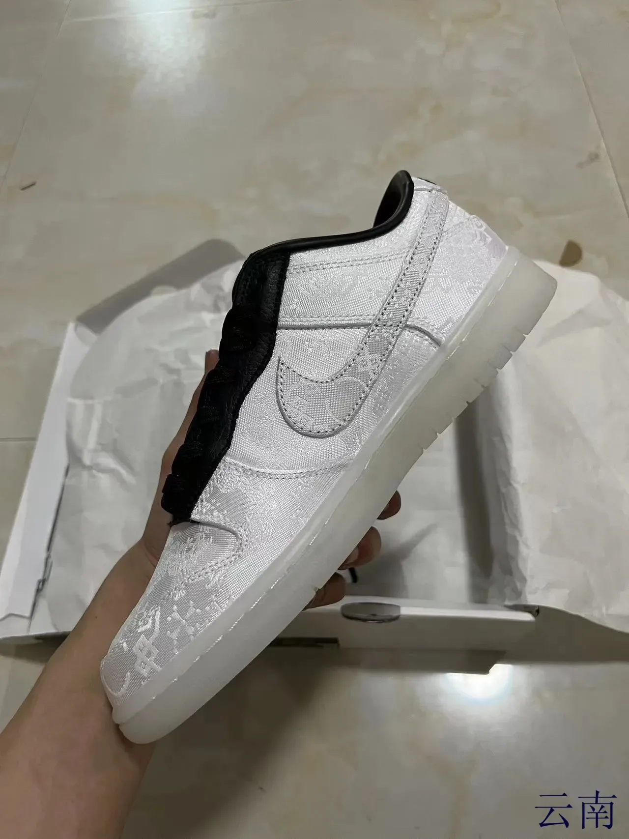 Nike Dunk Low Jacquard White Black Lifestyle Sneakers 4