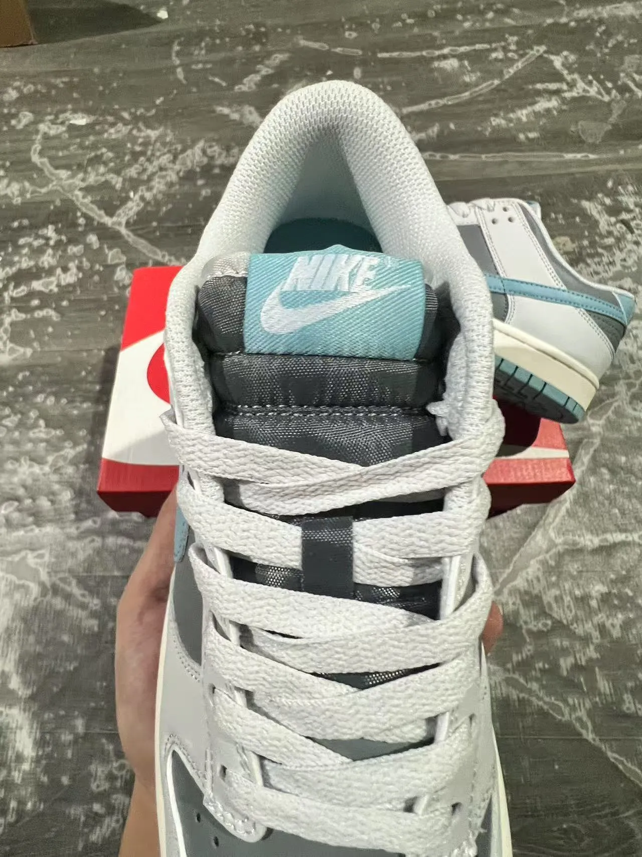 Nike Dunk Low Light Gray and Blue Lifestyle Sneakers 4