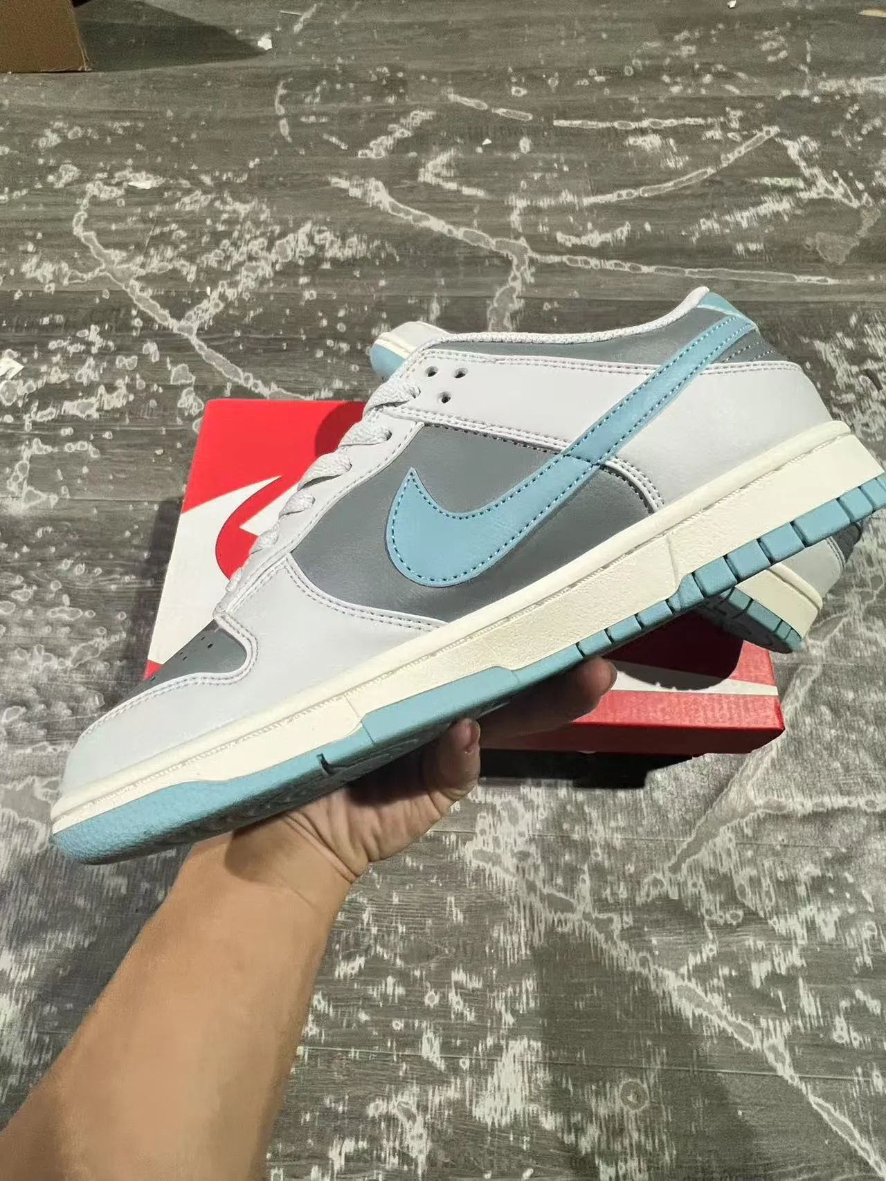 Nike Dunk Low Light Gray and Blue Lifestyle Sneakers 5