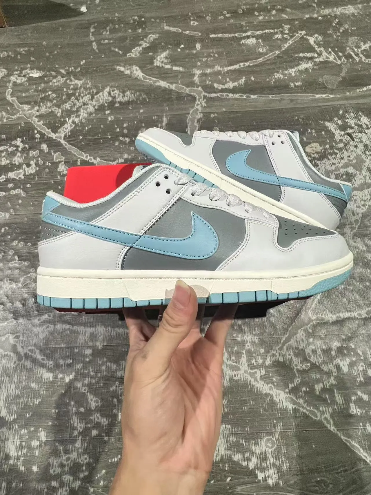 Nike Dunk Low Light Gray and Blue Lifestyle Sneakers 7
