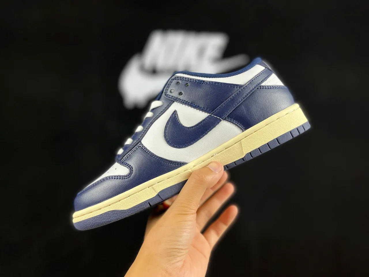 Nike Dunk Low Navy and White Lifestyle Sneakers 4
