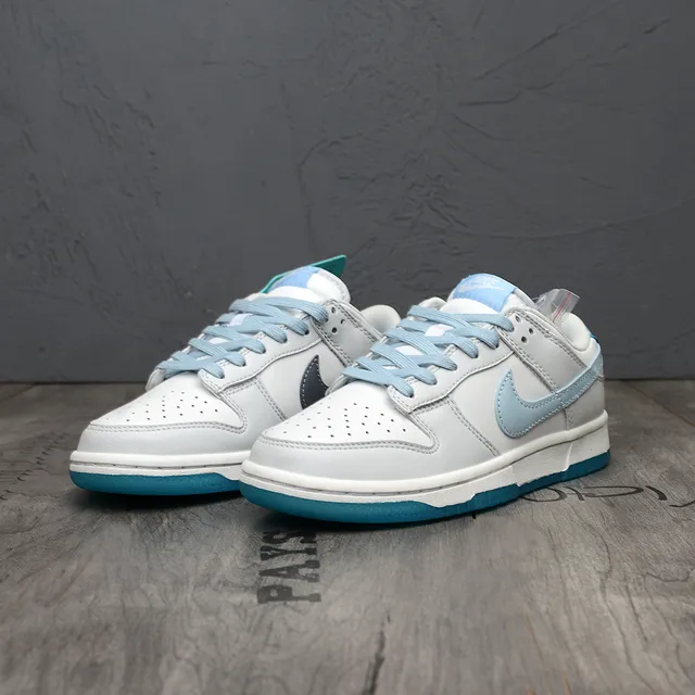 Nike Dunk Low White and Light Blue Lifestyle Sneakers 3