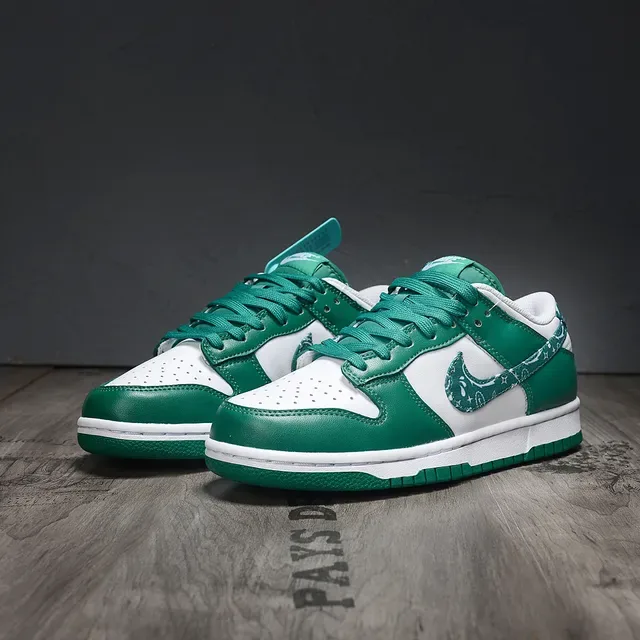 Nike Dunk Low White Green Floral Swoosh Lifestyle Sneakers 3