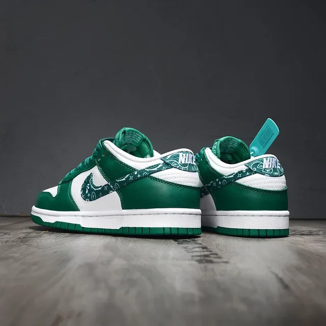 Nike Dunk Low White Green Floral Swoosh Lifestyle Sneakers 4