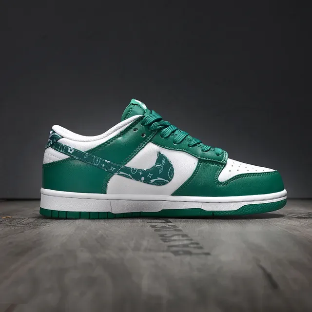 Nike Dunk Low White Green Floral Swoosh Lifestyle Sneakers 6