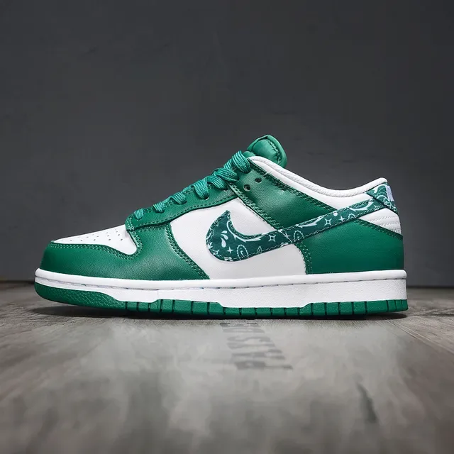 Nike Dunk Low White Green Floral Swoosh Lifestyle Sneakers 7