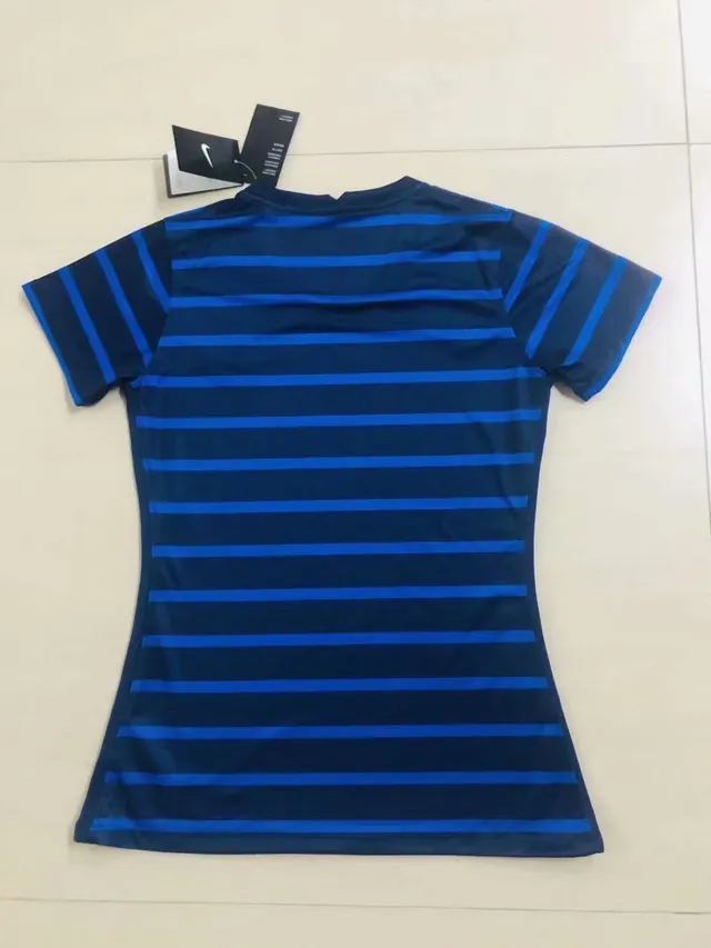 Nike Maillot de l'Équipe Nationale de France Femme Rayé Bleu Marine Rouge 3