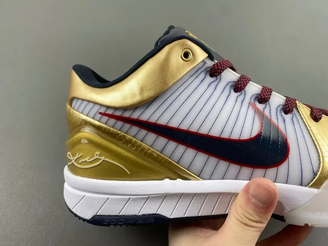Nike Gold Navy Metallic Textured Upper Striped Mesh Mid-Panel Basketball Shoes 2