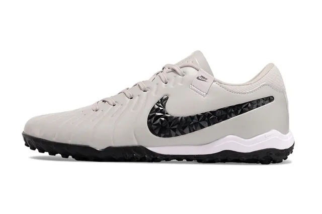 Nike Gray Black Leather-Textured Upper Quilted Forefoot Turf Soccer Shoes 2