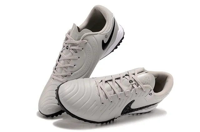 Nike Gray Black Leather-Textured Upper Quilted Forefoot Turf Soccer Shoes 3