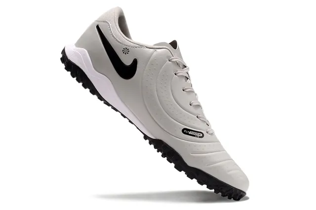 Nike Gray Black Leather-Textured Upper Quilted Forefoot Turf Soccer Shoes 4