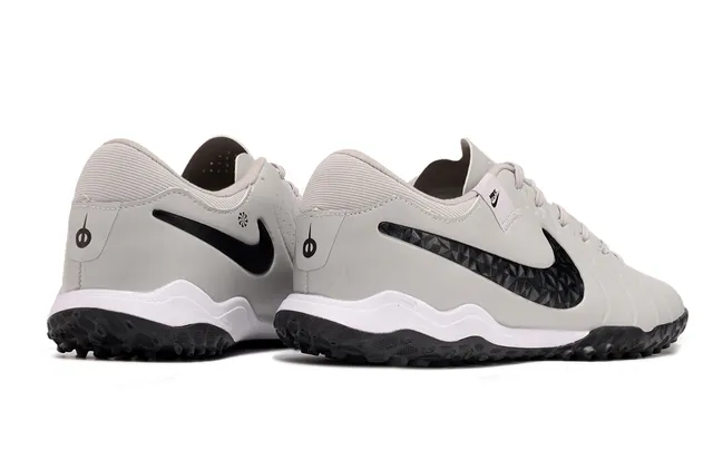 Nike Gray Black Leather-Textured Upper Quilted Forefoot Turf Soccer Shoes 7