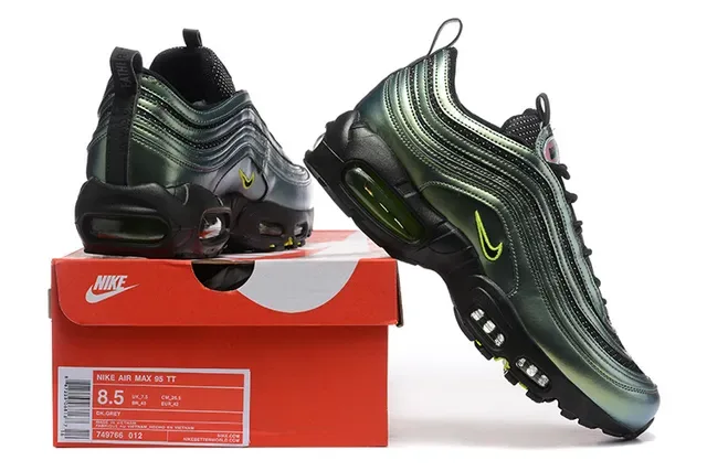 Nike Gray Green Layered Synthetic/mesh Upper Dual Visible Air Cushioning Units Lifestyle Sneakers 14