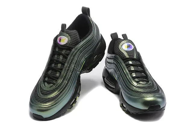 Nike Gray Green Layered Synthetic/mesh Upper Dual Visible Air Cushioning Units Lifestyle Sneakers 16
