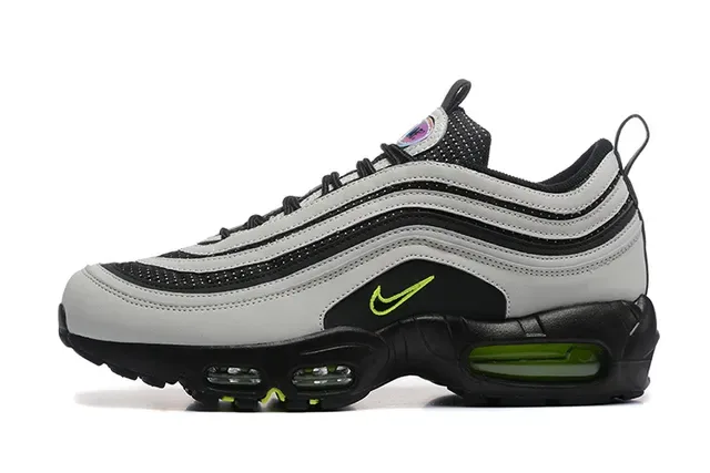 Nike Gray Green Layered Synthetic/mesh Upper Dual Visible Air Cushioning Units Lifestyle Sneakers 24