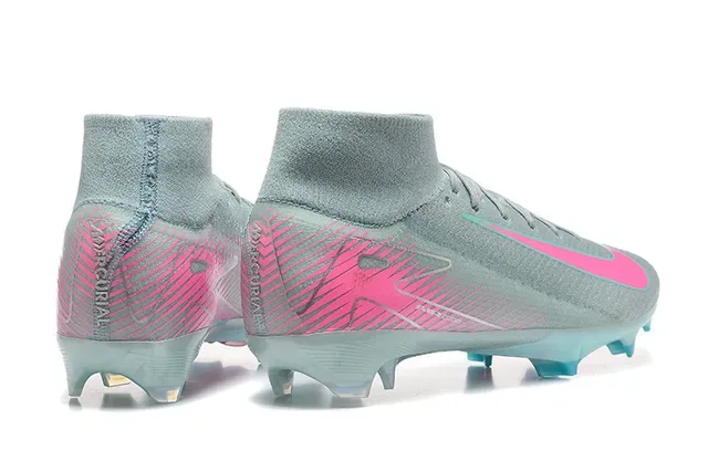Nike Gris Rose Flyknit Empeine Col Haut Chaussure Surface Firme Chaussures de Football 2