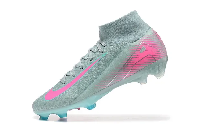 Nike Gris Rose Flyknit Empeine Col Haut Chaussure Surface Firme Chaussures de Football 5