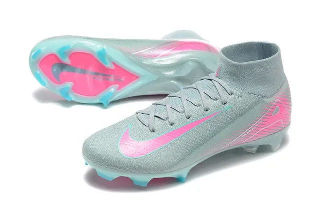 Nike Gris Rose Flyknit Empeine Col Haut Chaussure Surface Firme Chaussures de Football 7