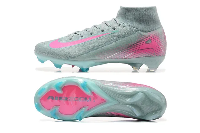 Nike Gris Rose Flyknit Empeine Col Haut Chaussure Surface Firme Chaussures de Football 9