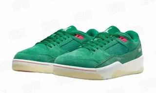 Nike Gray Red Low-Top Suede-Mesh Upper Lifestyle Sneakers 2