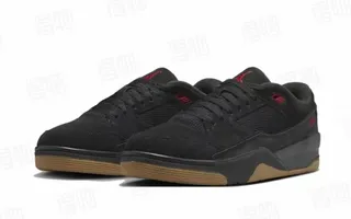 Nike Gray Red Low-Top Suede-Mesh Upper Lifestyle Sneakers 4