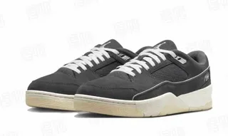 Nike Gray Red Low-Top Suede-Mesh Upper Lifestyle Sneakers 5