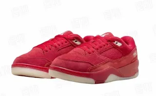 Nike Gray Red Low-Top Suede-Mesh Upper Lifestyle Sneakers 9