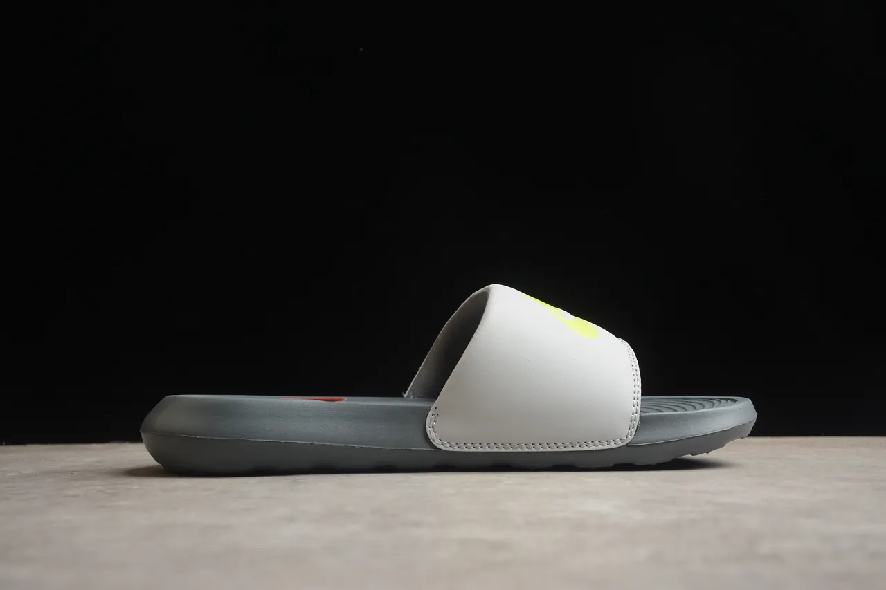 Nike Gray Yellow Single-Strap Slide Padded Fabric Slippers 11