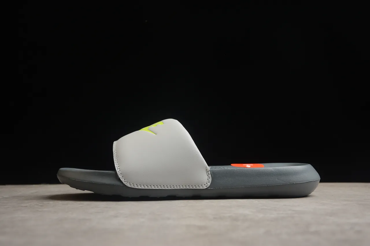 Nike Gray Yellow Single-Strap Slide Padded Fabric Slippers 13