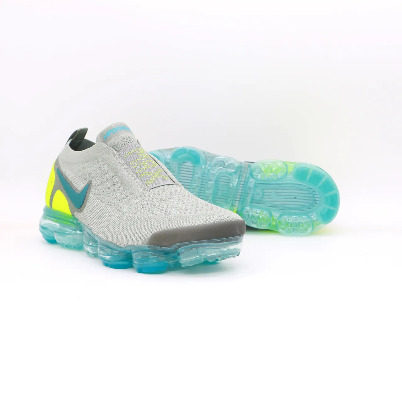 Nike Gray Yellow Slip-On Knit Upper Visible Air Cushioning Lifestyle Sneakers 2