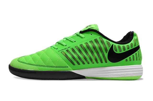 Nike أخضر أسود منخفض أصابع القدم المبطن أحذية كرة القدم الداخلية 3