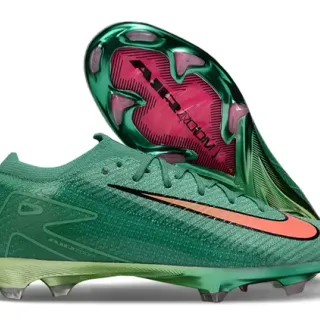 Nike Green Orange Knit Upper Metallic Firm-Ground Soccer Shoes
