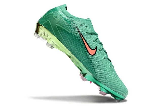 Nike Green Orange Knit Upper Metallic Firm-Ground Soccer Shoes 2