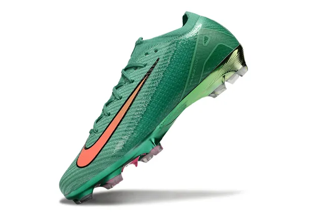 Nike Green Orange Knit Upper Metallic Firm-Ground Soccer Shoes 3