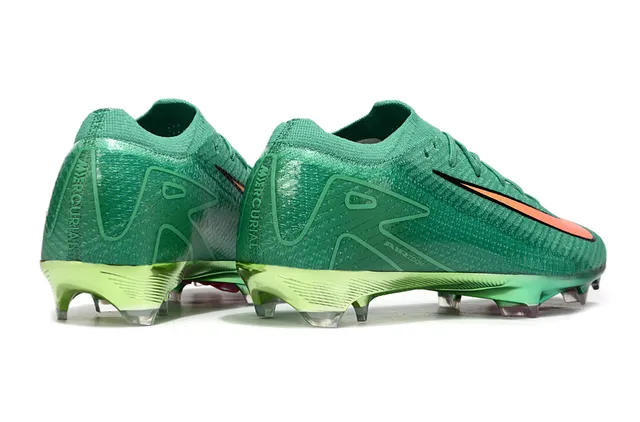 Nike Green Orange Knit Upper Metallic Firm-Ground Soccer Shoes 5