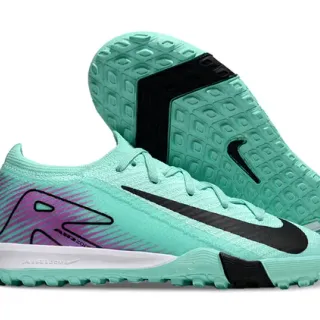 Nike Verde Púrpura Tejido Superior Cordones Asimétricos Césped Zapatos de Fútbol