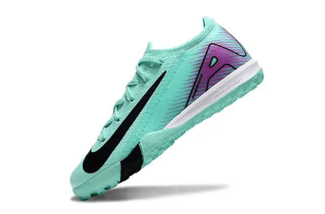 Nike Vert Violet Tricot Supérieur Lacets Asymétriques Turf Chaussures de Football 3