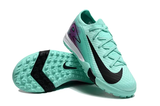 Nike Vert Violet Tricot Supérieur Lacets Asymétriques Turf Chaussures de Football 4