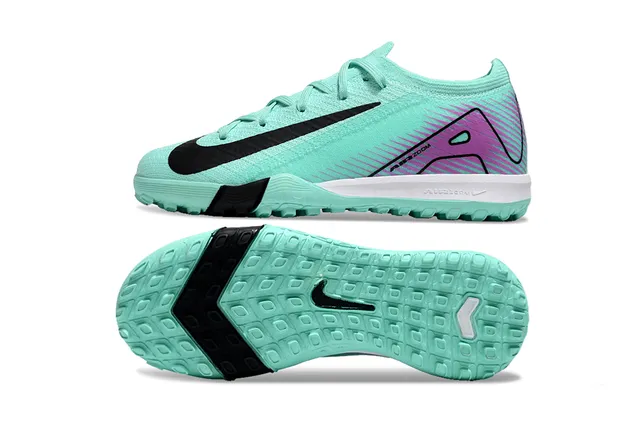 Nike Vert Violet Tricot Supérieur Lacets Asymétriques Turf Chaussures de Football 6